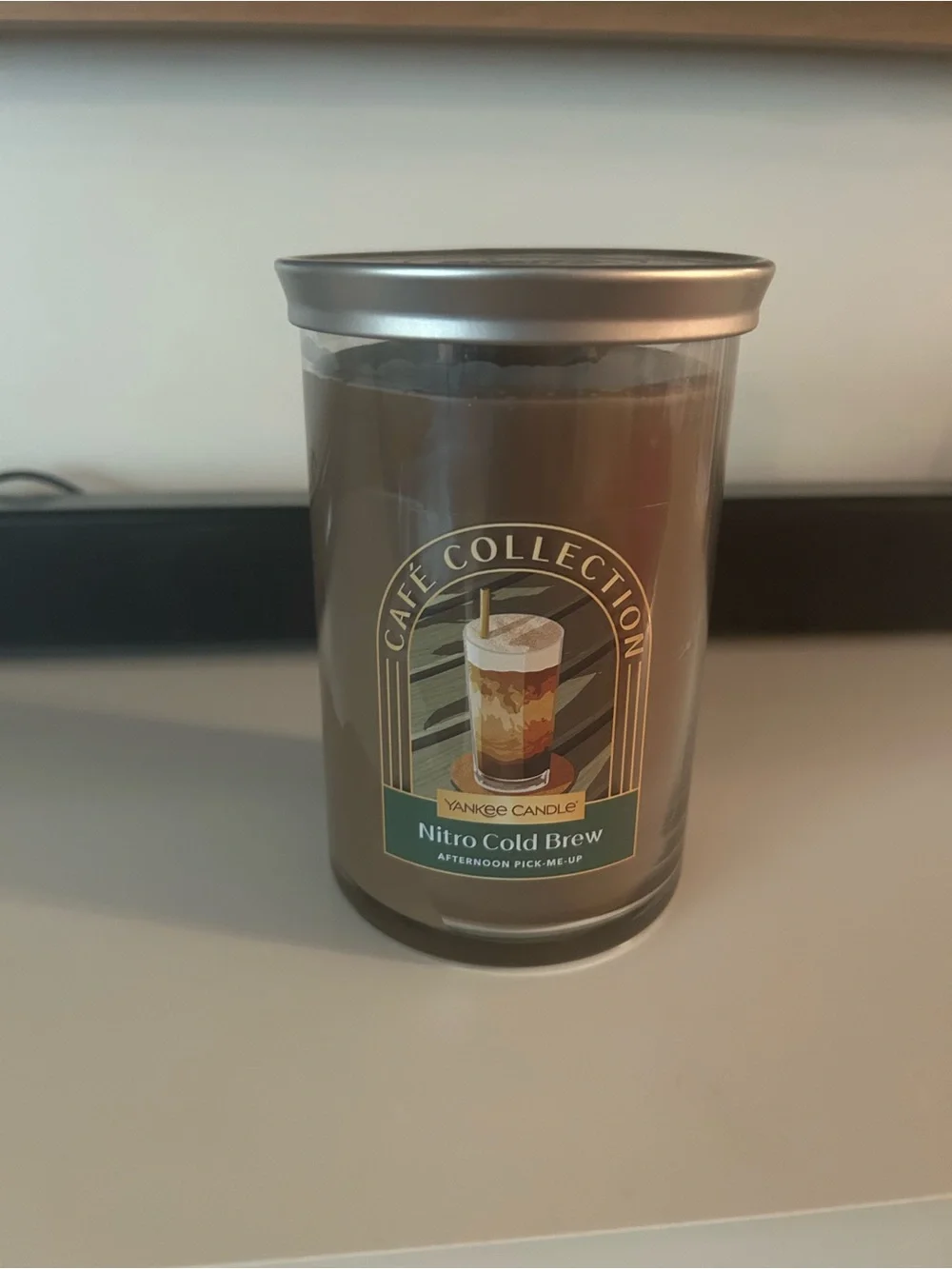 Yankee Candle Nitro Cold Brew Café Collection Candle - Brown with Silver Lid